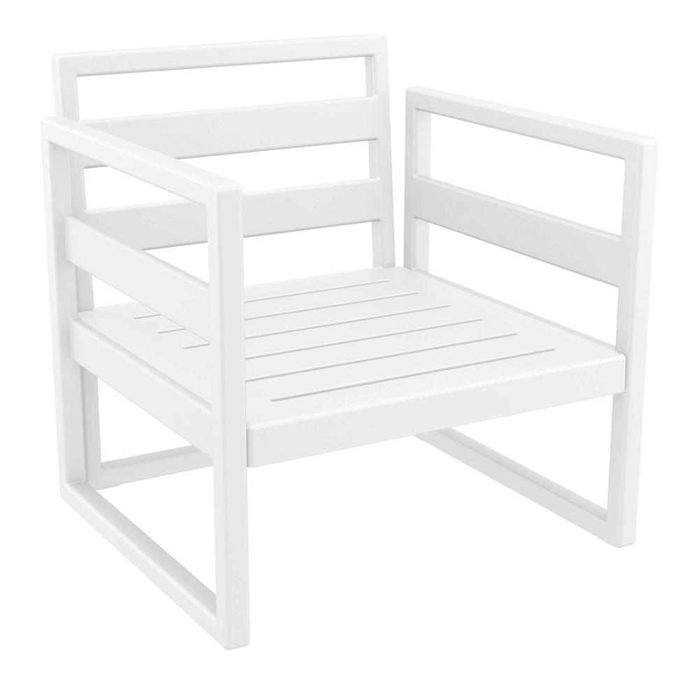 Mykonos Patio Club Chair White with Sunbrella Taupe Cushion. Picture 11