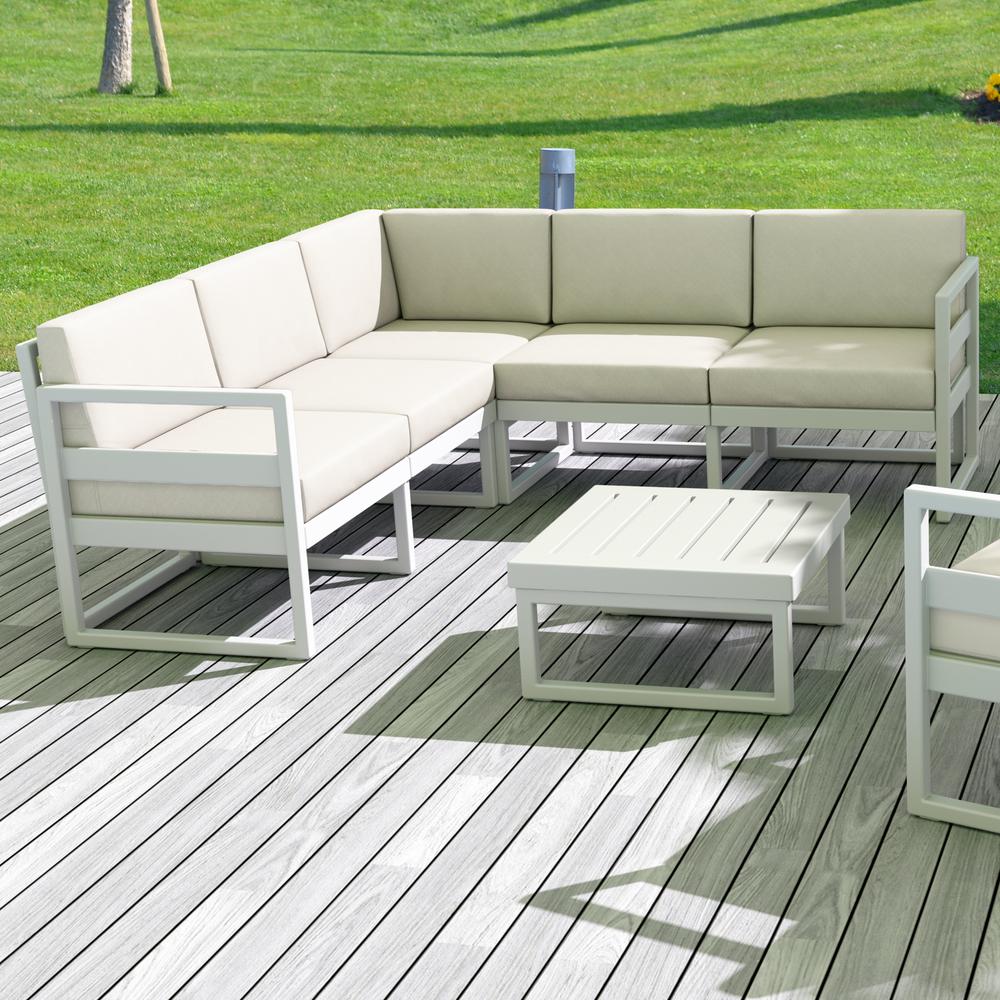 Mykonos Extension White with Sunbrella Natural Cushion. Picture 4