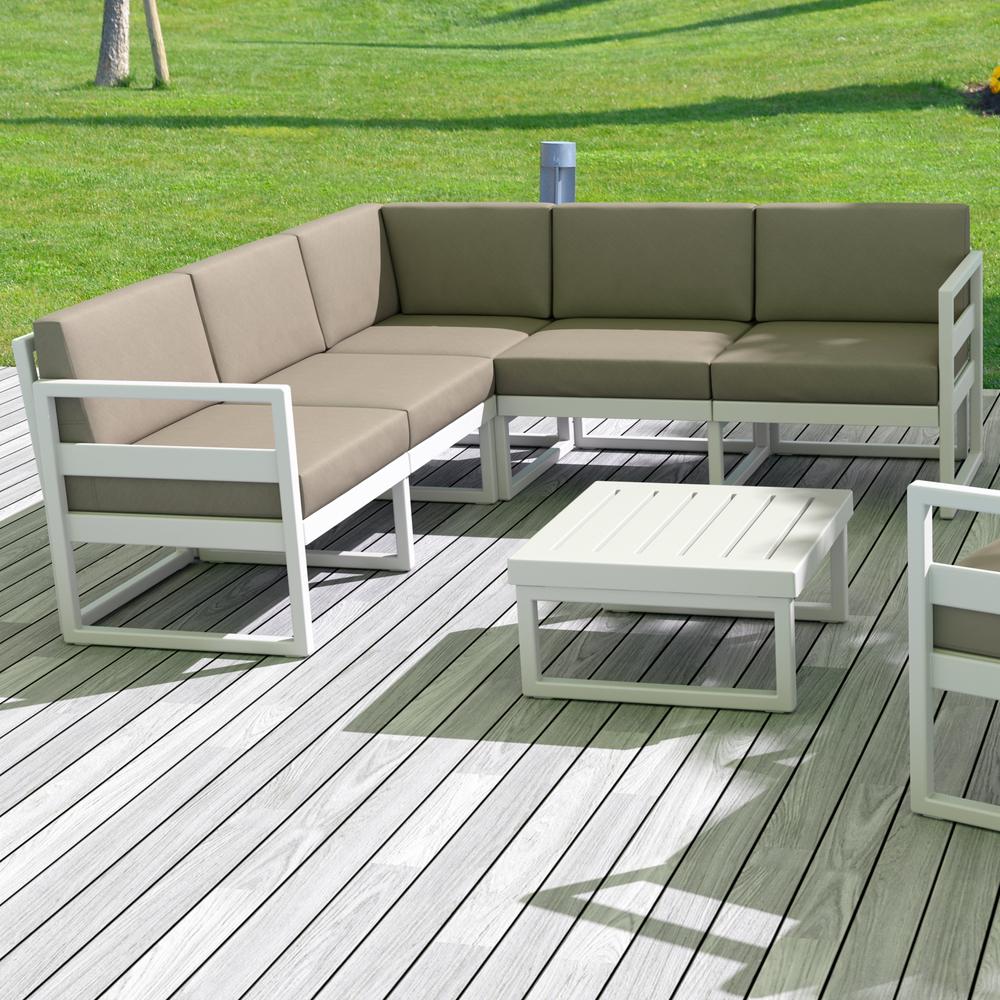 Mykonos Extension White with Sunbrella Taupe Cushion. Picture 5