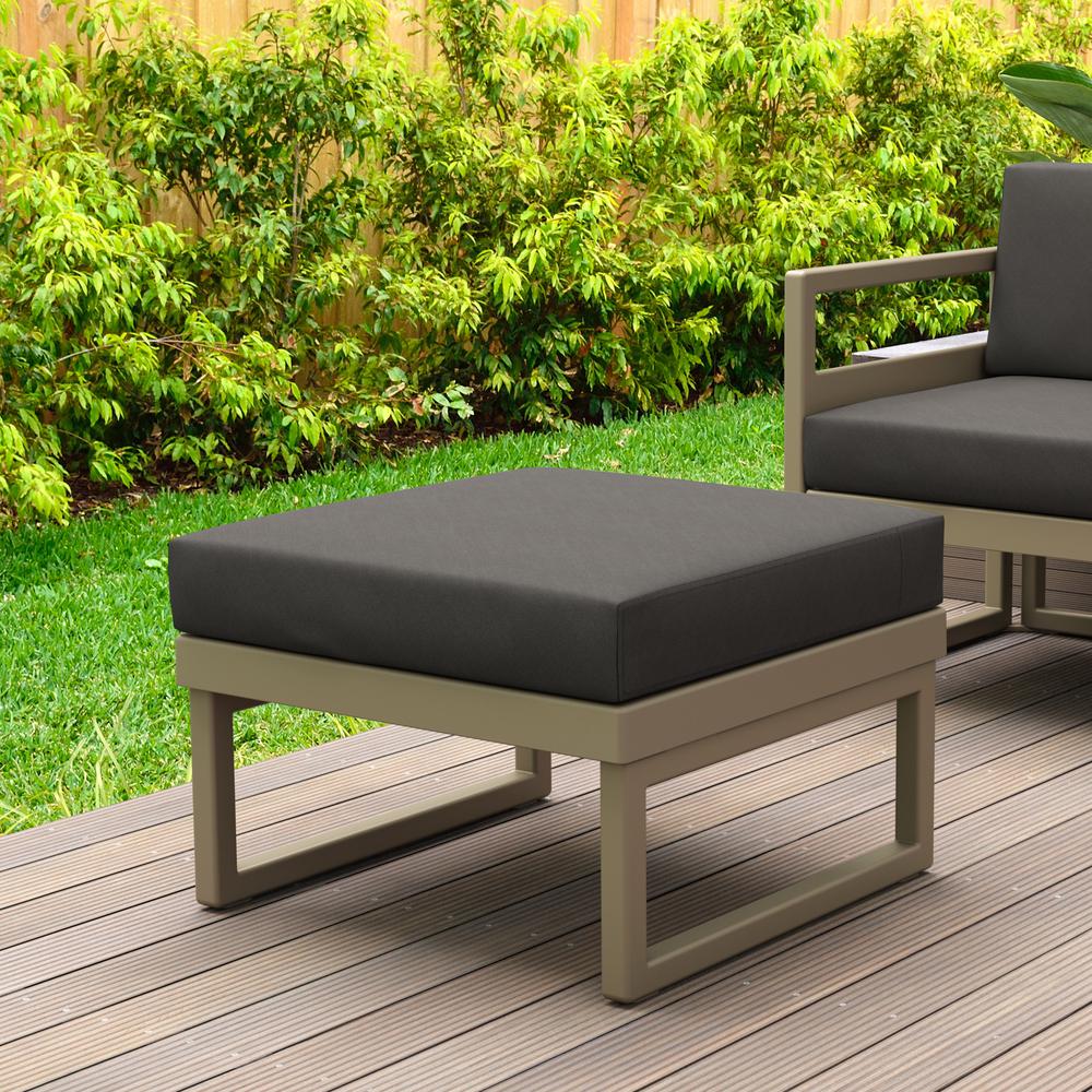 Mykonos Ottoman Taupe with Sunbrella Charcoal Cushion. Picture 3