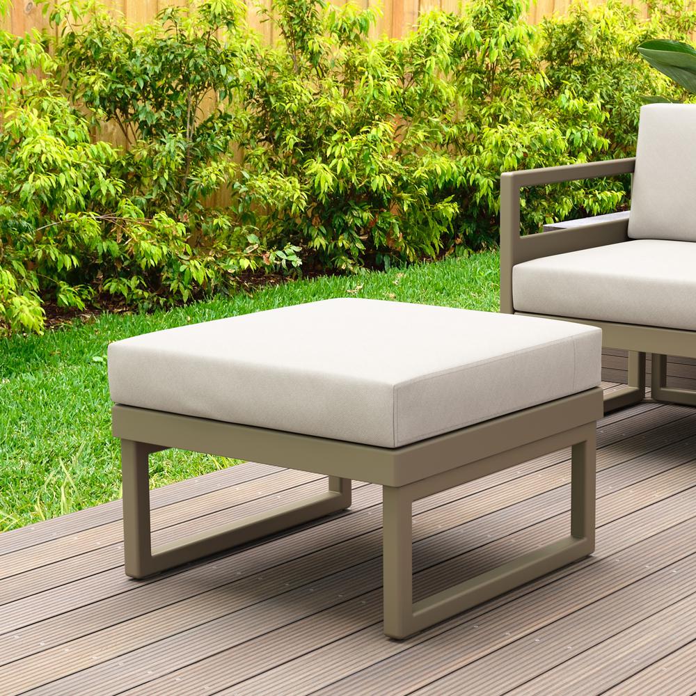 Mykonos Ottoman Taupe with Sunbrella Natural Cushion. Picture 3