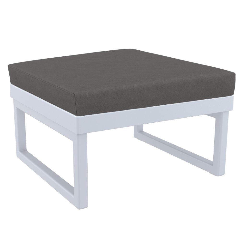 Mykonos Ottoman Silver with Sunbrella Charcoal Cushion. Picture 1