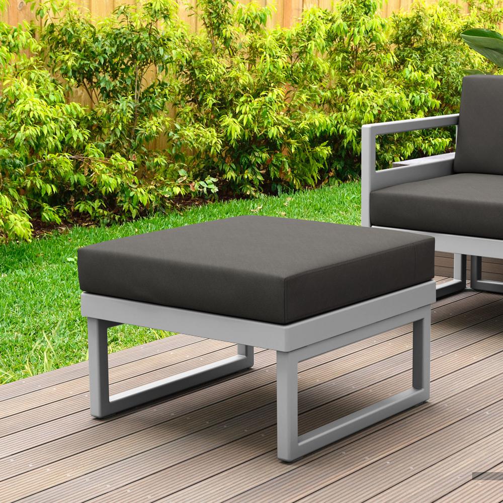 Mykonos Ottoman Silver with Sunbrella Charcoal Cushion. Picture 2