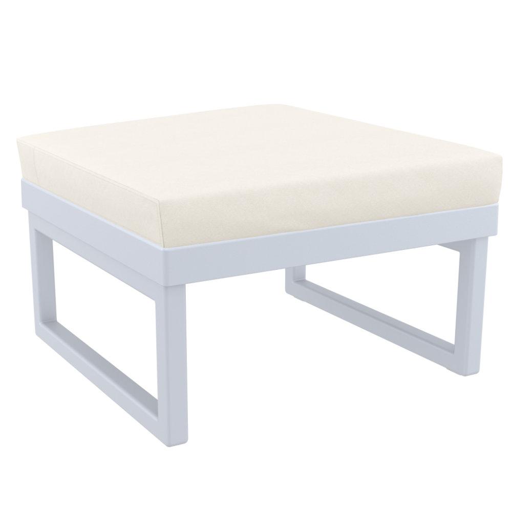 Mykonos Ottoman Silver with Sunbrella Natural Cushion. Picture 1