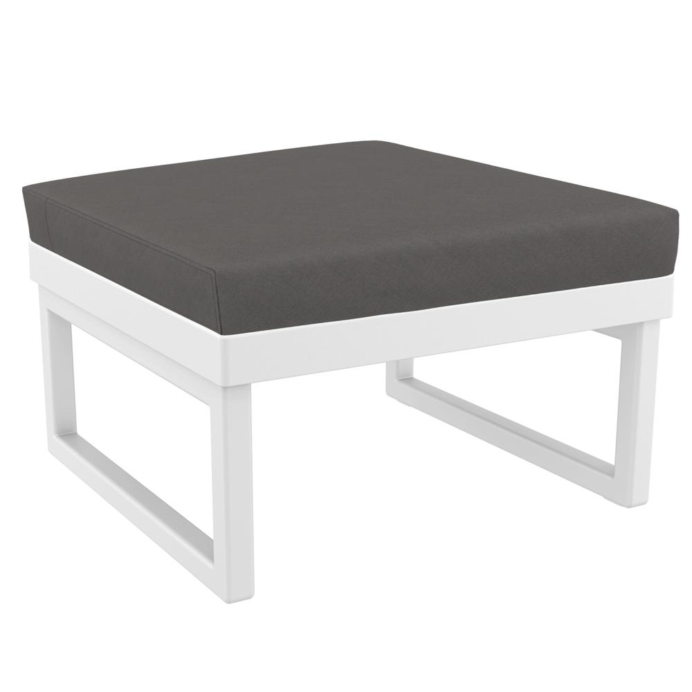 Mykonos Ottoman White with Sunbrella Charcoal Cushion. Picture 1