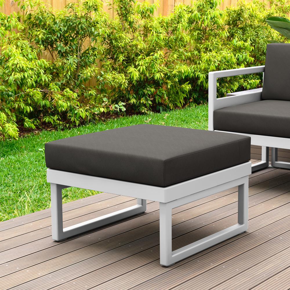 Mykonos Ottoman White with Sunbrella Charcoal Cushion. Picture 3