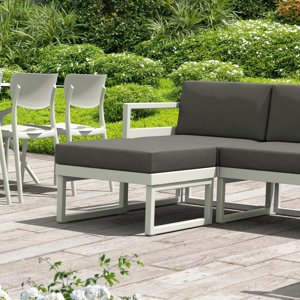 Mykonos Ottoman White with Sunbrella Charcoal Cushion. Picture 4
