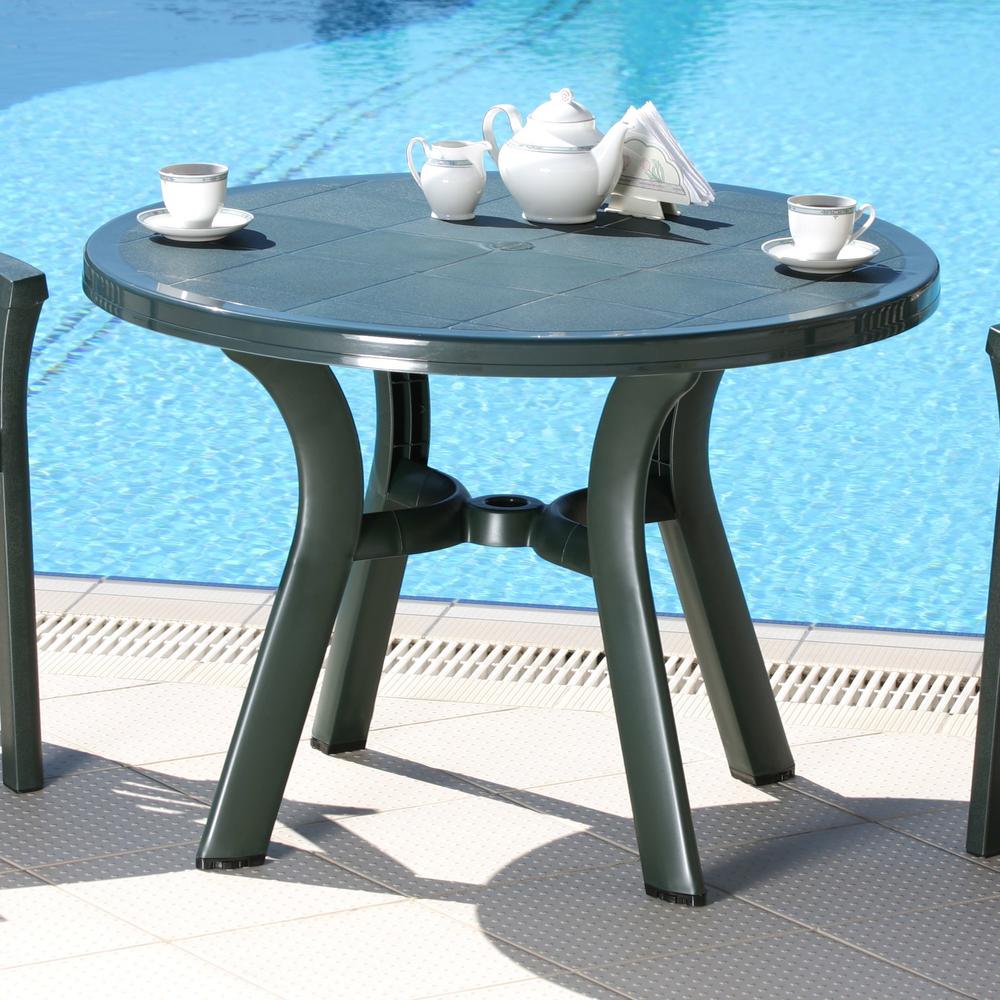 Truva Resin Round Dining Table 42 inch Green. Picture 2