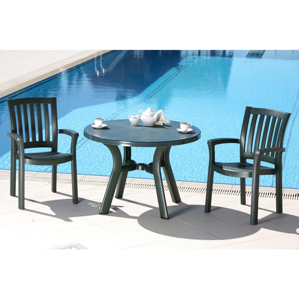 Truva Resin Round Dining Table 42 inch Green. Picture 3
