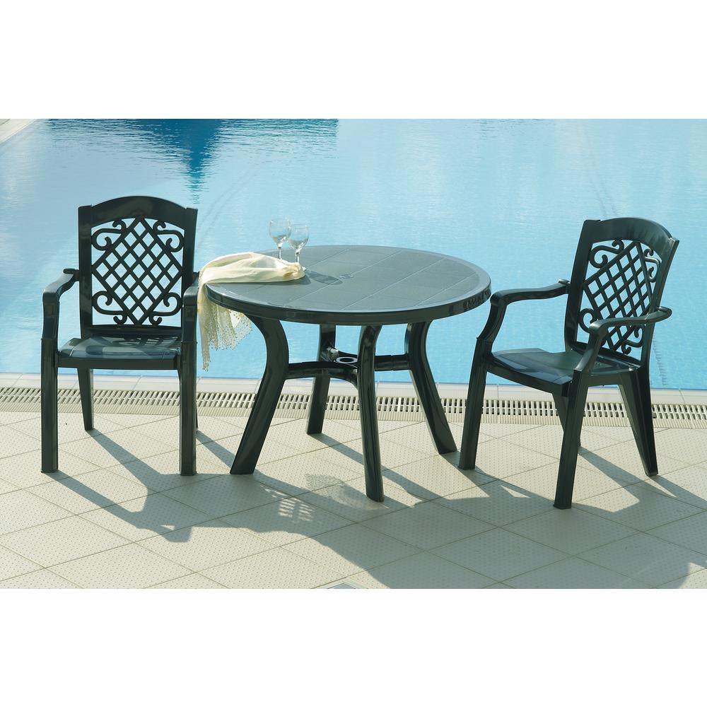 Truva Resin Round Dining Table 42 inch Green. Picture 4