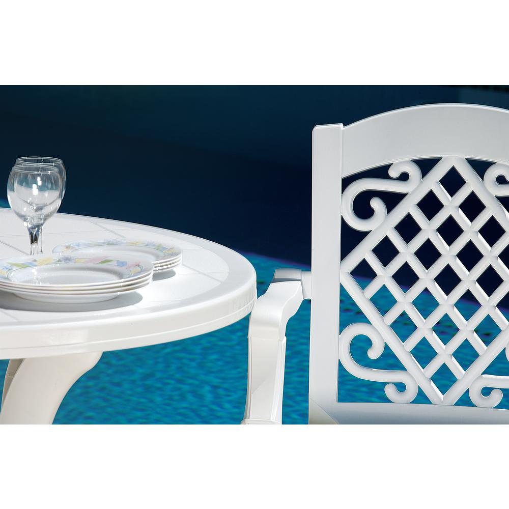 Truva Resin Round Dining Table 42 inch White. Picture 4