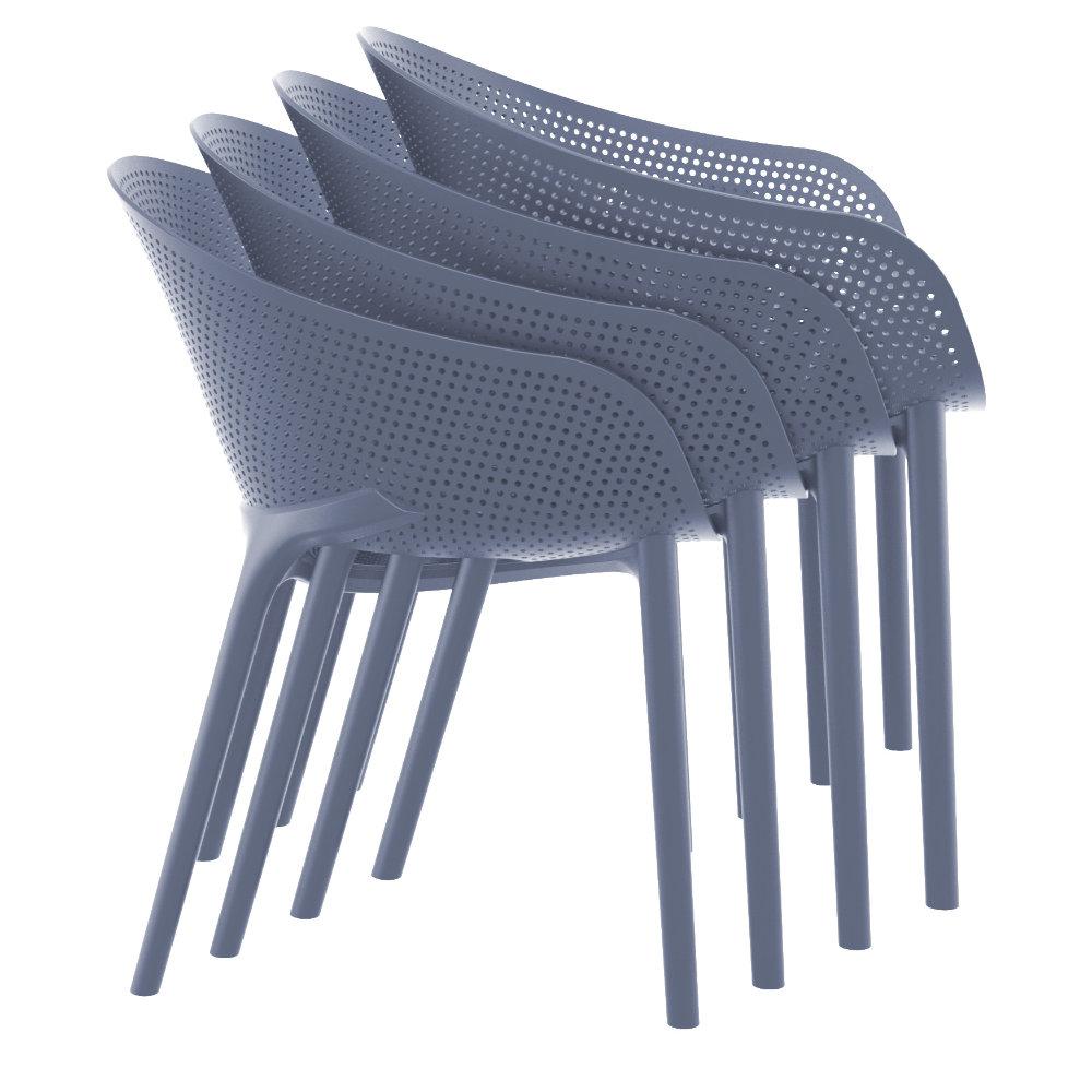 Sky Pro Stacking Dining Chair Gray. Picture 6