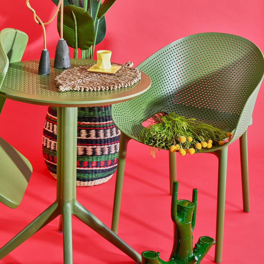 Sky Pro Stacking Dining Chair Olive Green. Picture 6