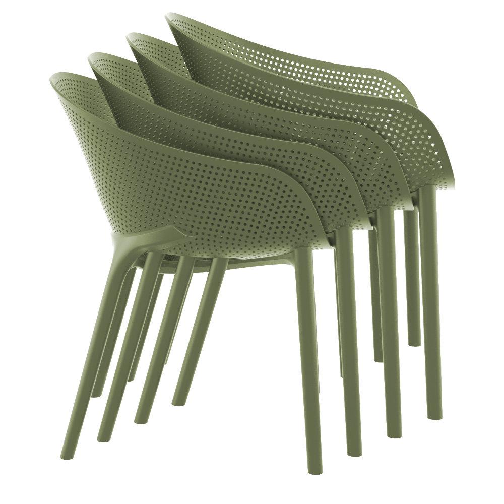 Sky Pro Stacking Dining Chair Olive Green. Picture 7