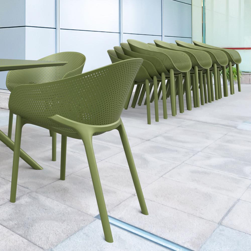 Sky Pro Stacking Dining Chair Olive Green. Picture 8
