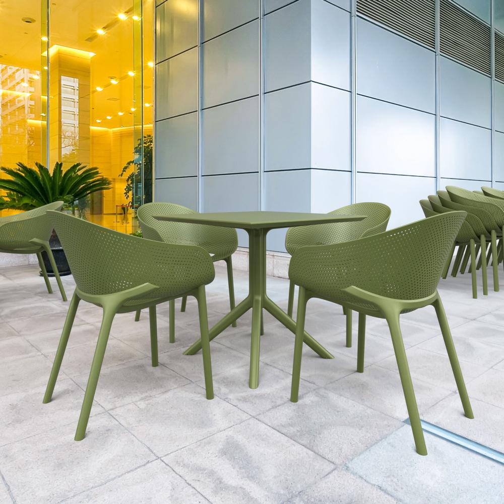 Sky Pro Stacking Dining Chair Olive Green. Picture 9