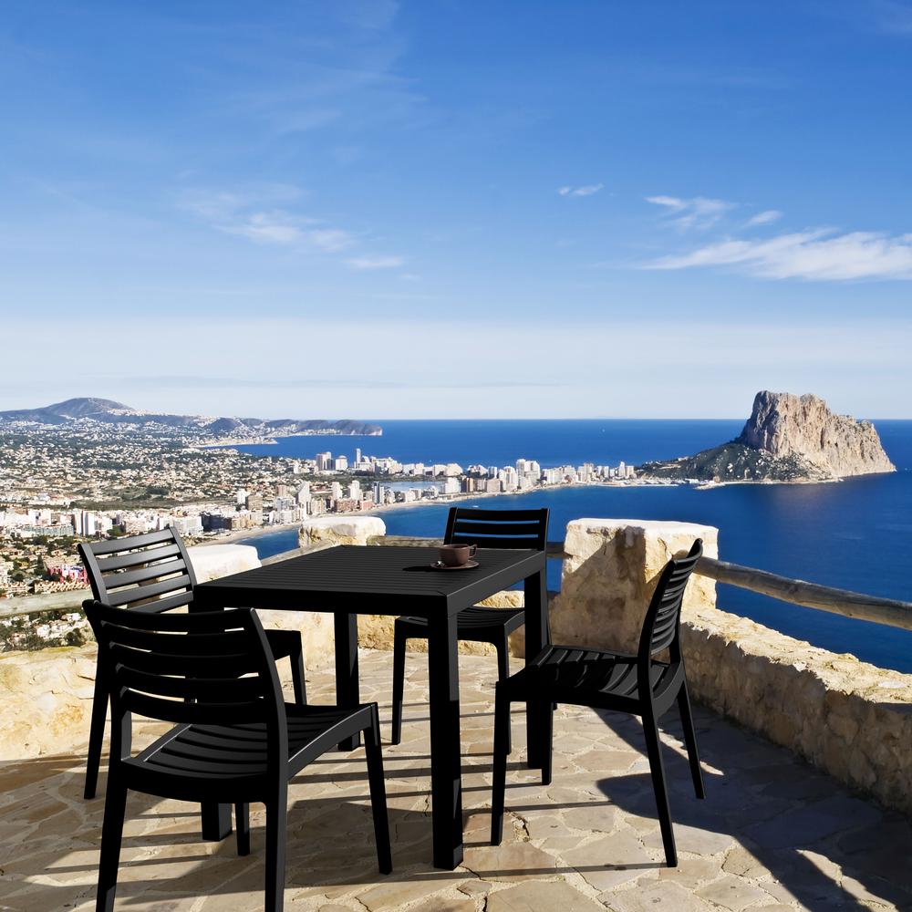 Ares Resin Square Dining Set with 4 Chairs Black. Picture 1