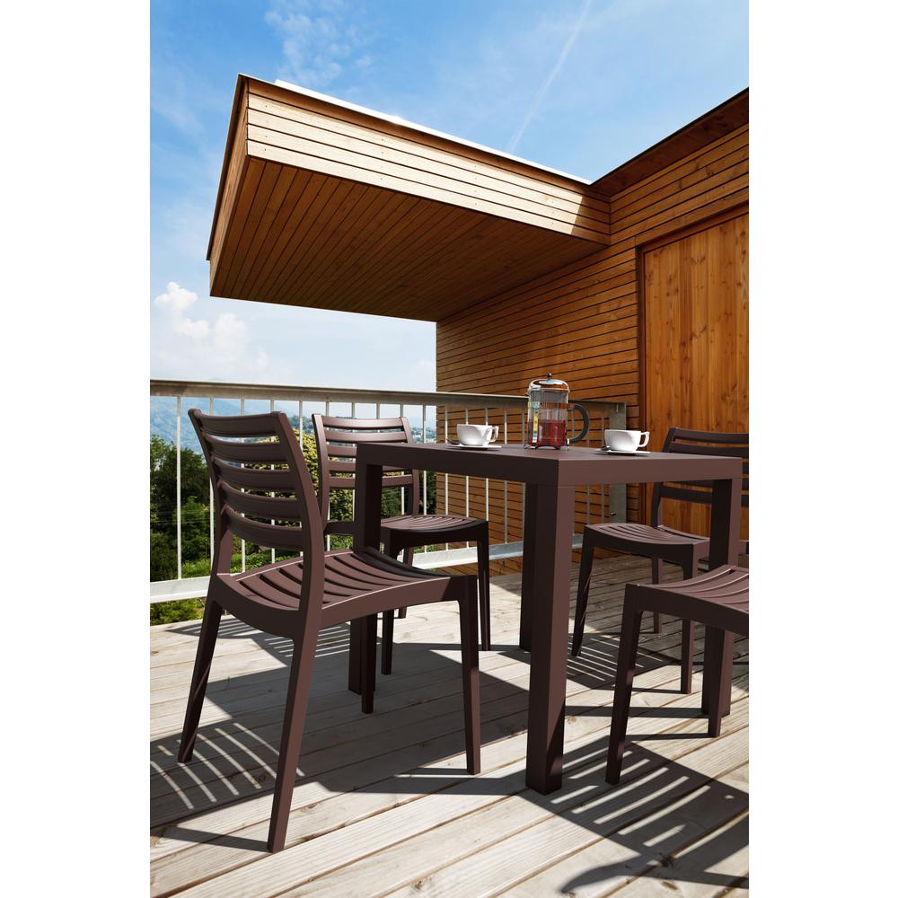 Ares Resin Square Dining Set with 4 Chairs Brown. Picture 4