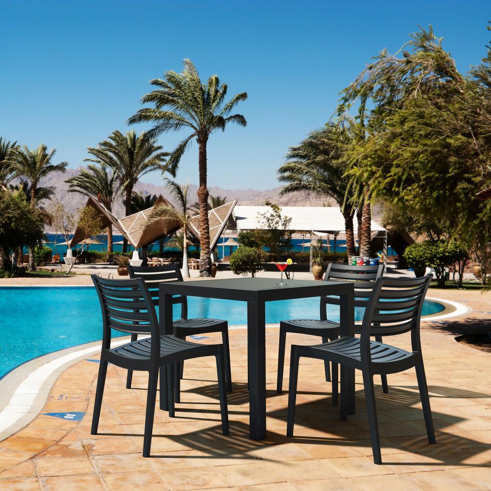 Ares Resin Square Dining Set with 4 Chairs Dark Gray. Picture 4