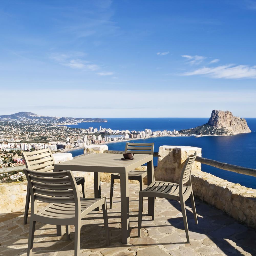 Ares Resin Square Dining Set with 4 Chairs Taupe. Picture 1