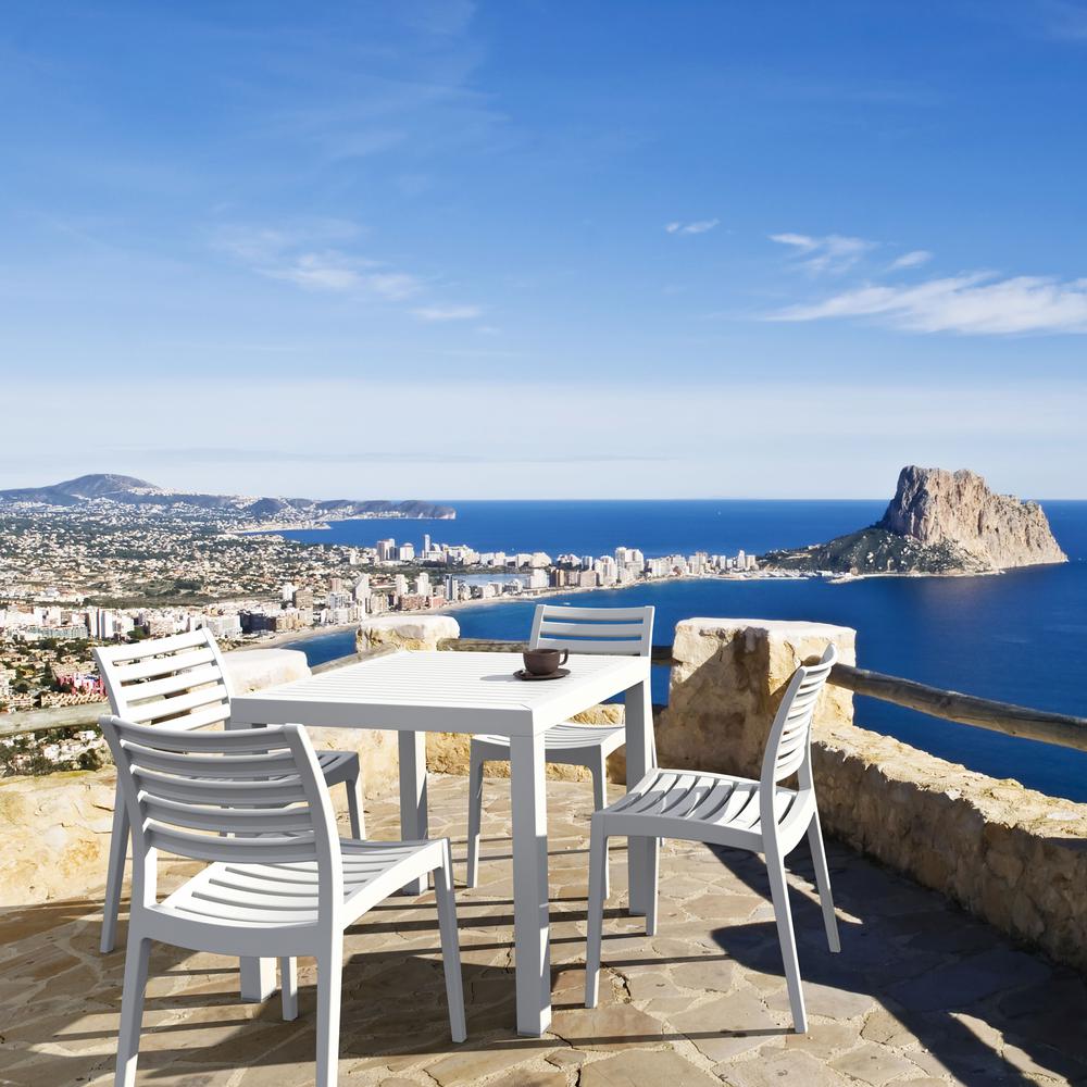 Ares Resin Square Dining Set with 4 Chairs White. Picture 3