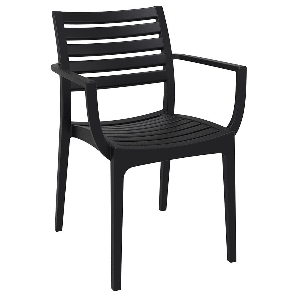 Resin Square Dining Set with 4 Arm Chairs, Black, Belen Kox. Picture 1