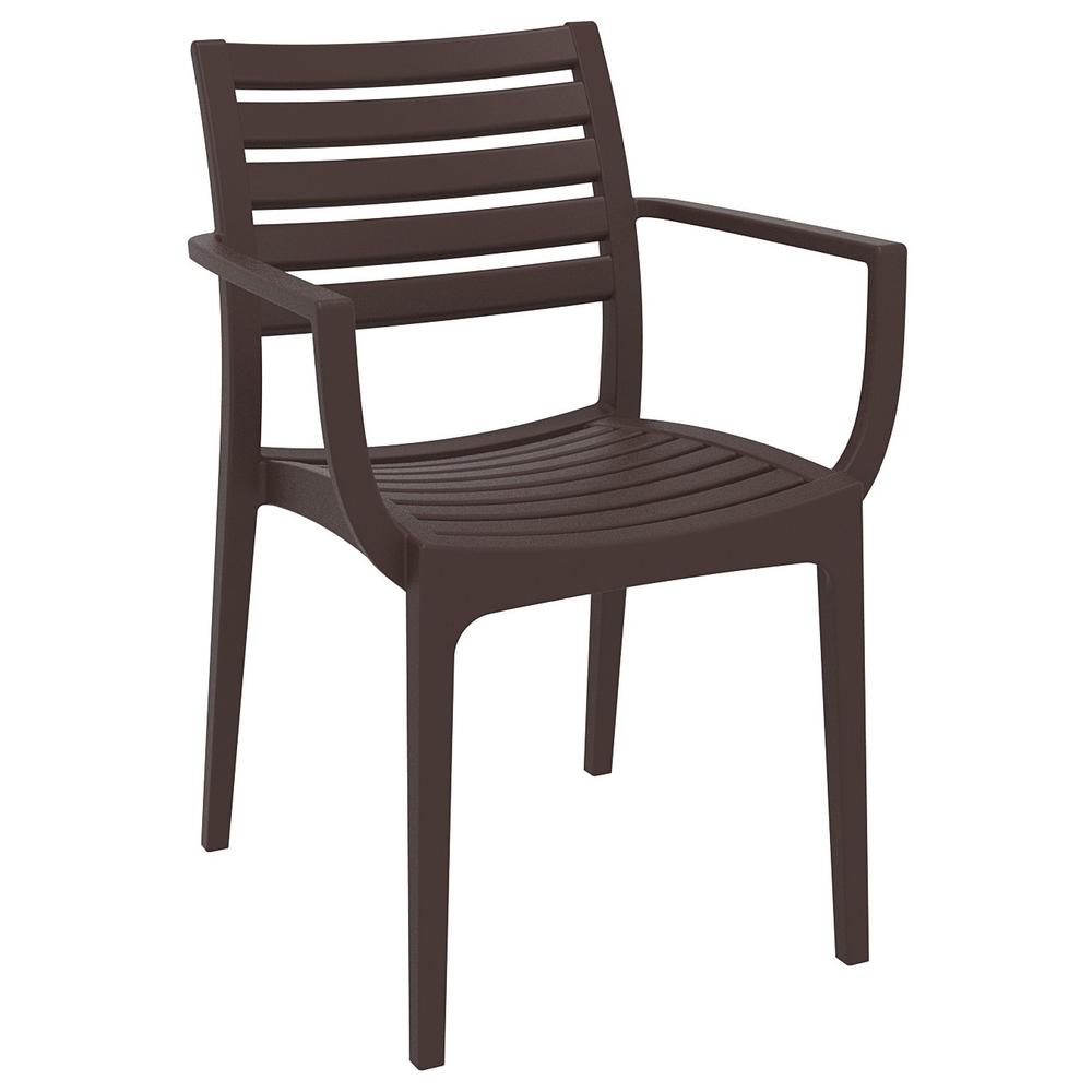 Artemis Resin Square Dining Set with 4 Arm Chairs Brown. Picture 2
