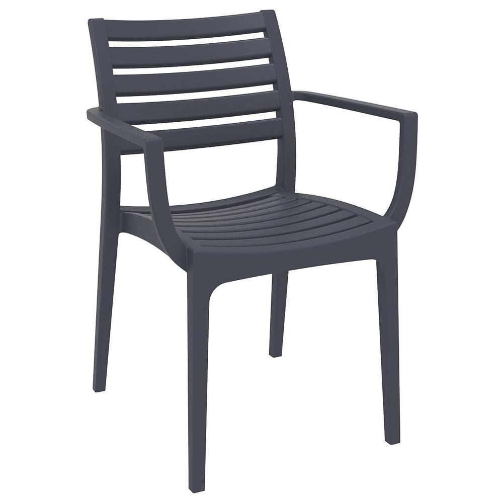 Artemis Resin Square Dining Set with 4 Arm Chairs Dark Gray. Picture 1