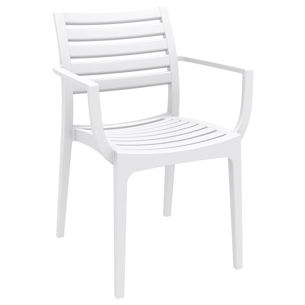 Resin Square Dining Set with 4 Arm Chairs, White, Belen Kox. Picture 1
