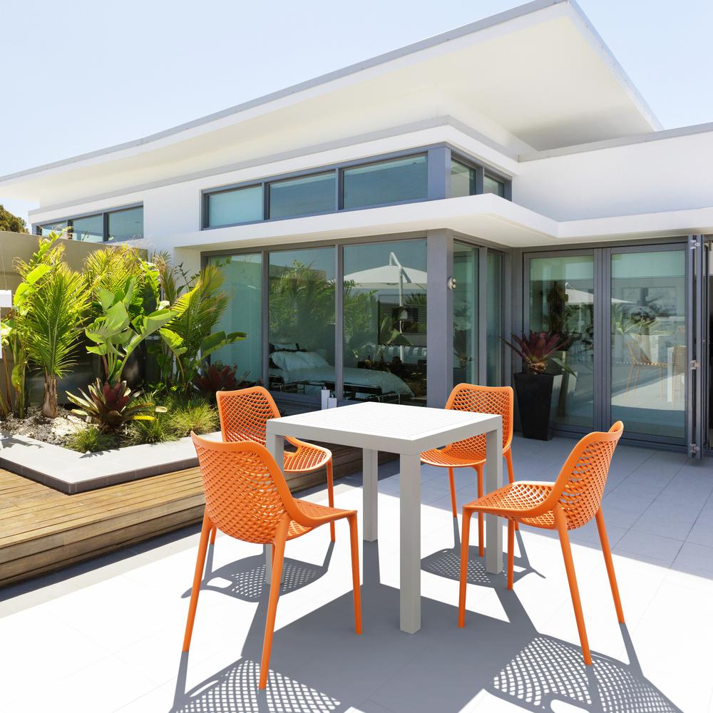 Air Mix Square Dining Set with White Table and 4 Orange Chairs. Picture 3