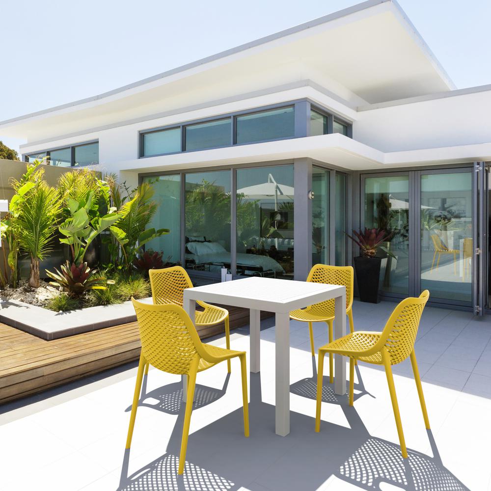 Air Mix Square Dining Set with White Table and 4 Yellow Chairs. Picture 1