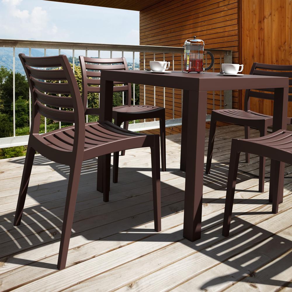 Ares Resin Square Dining Table Brown 31 inch. Picture 3