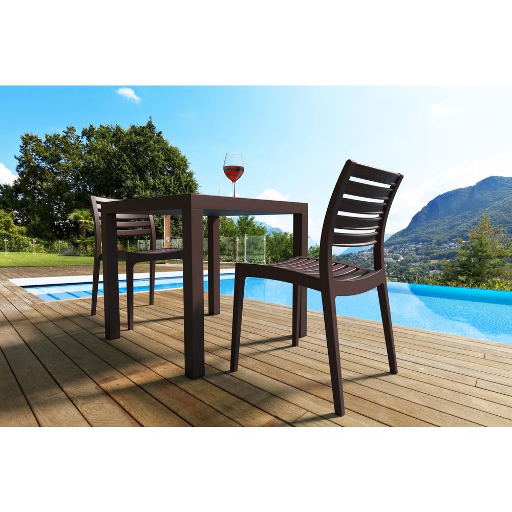 Ares Resin Square Dining Table Brown 31 inch. Picture 4