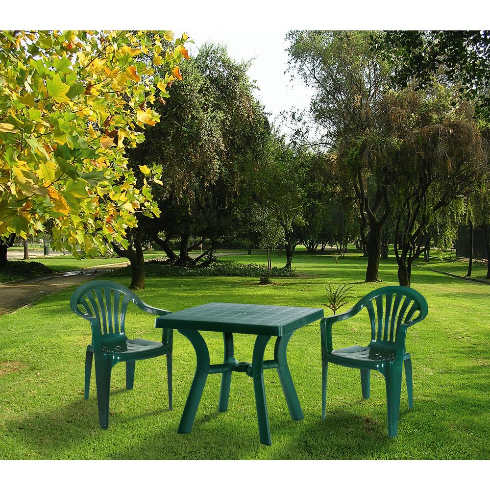 Viva Resin Square Dining Table 31 inch Green. Picture 6