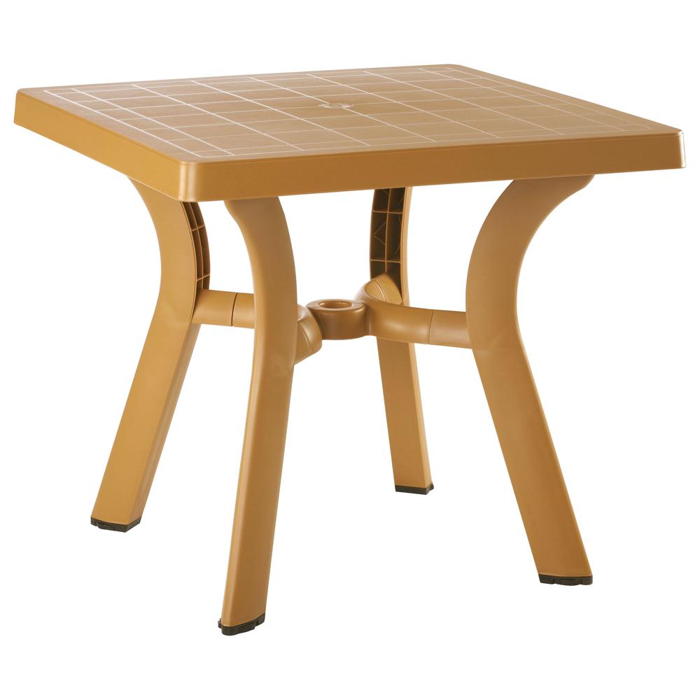Viva Resin Square Dining Table 31 inch Teak Brown. Picture 1