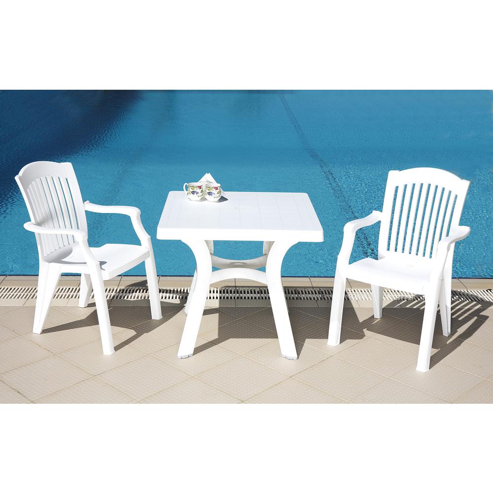 Viva Resin Square Dining Table 31 inch White. Picture 2