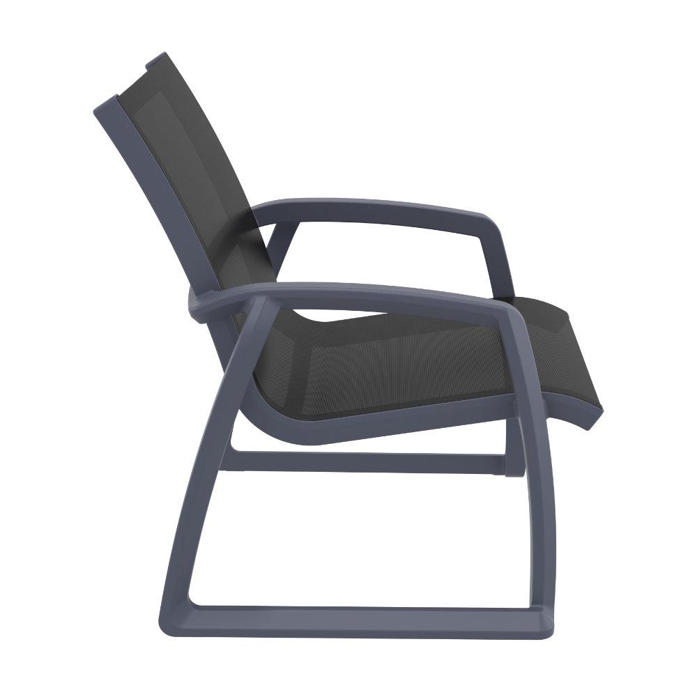 Pacific Club Arm Chair Dark Gray Frame Black Sling. Picture 2