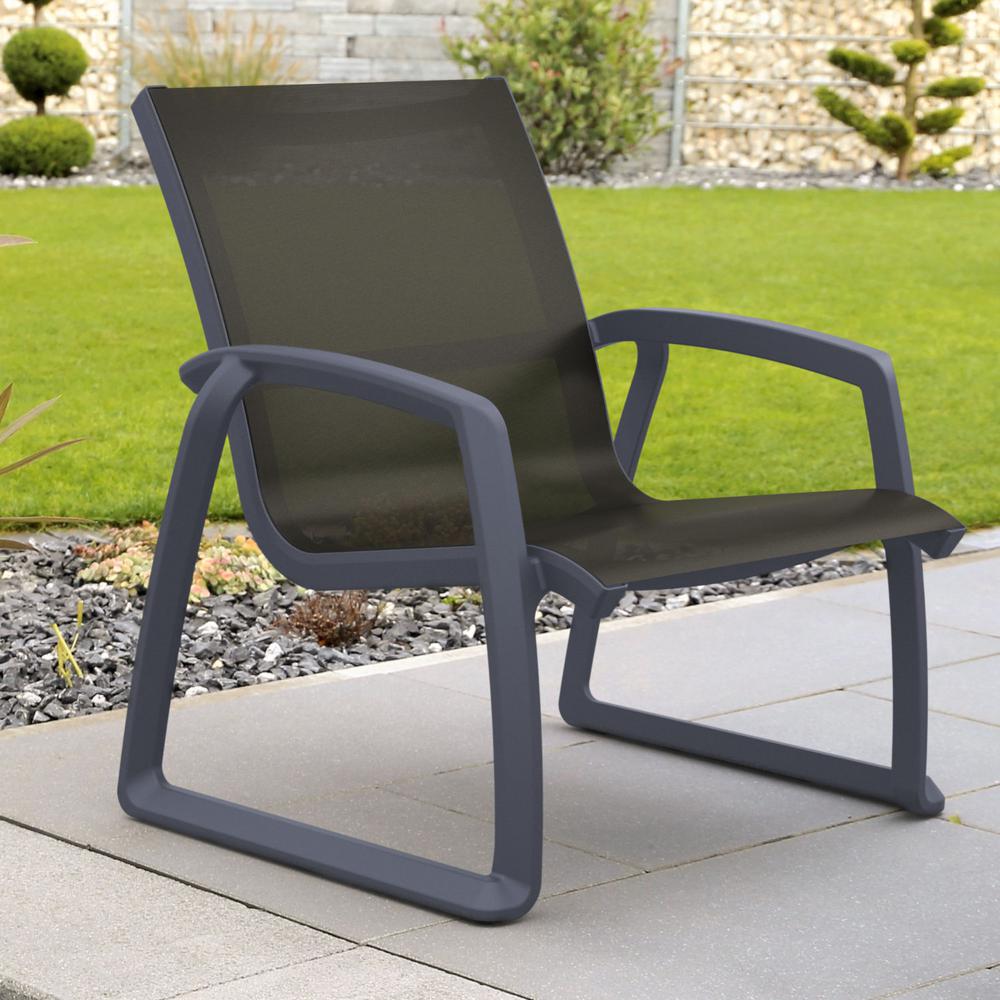 Pacific Club Arm Chair Dark Gray Frame Black Sling. Picture 6
