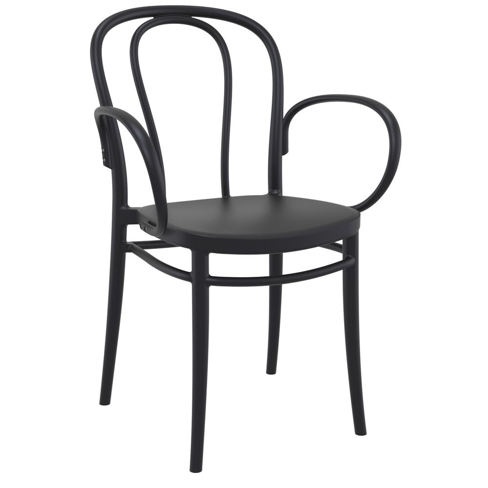 Victor XL Resin Outdoor Arm Chair Black, Set of 2. Picture 1