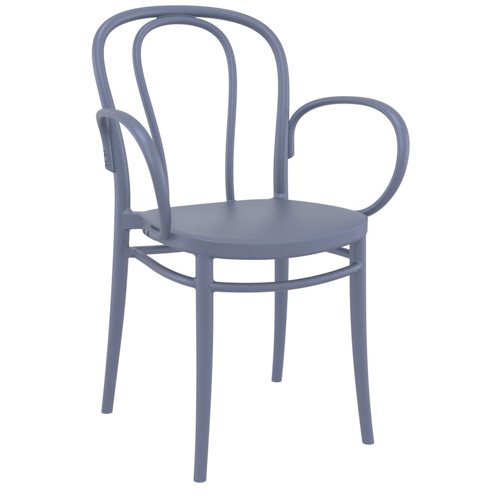 Victor XL Resin Outdoor Arm Chair Dark Gray, Set of 2. Picture 1