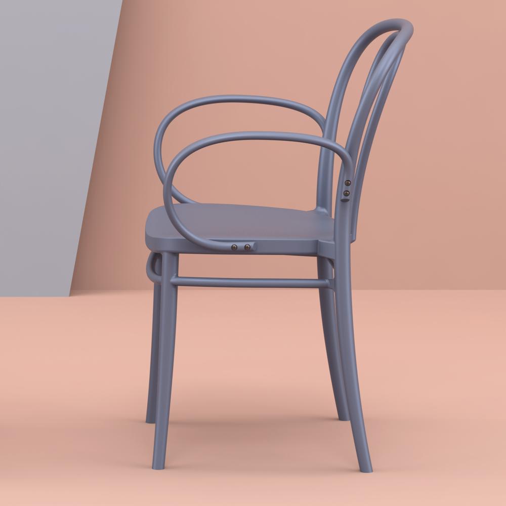 Victor XL Resin Outdoor Arm Chair Dark Gray, Set of 2. Picture 6