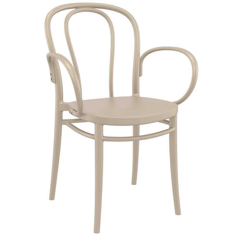 Victor XL Resin Outdoor Arm Chair Taupe, Set of 2. Picture 1