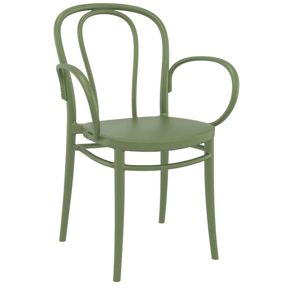 Victor XL Resin Outdoor Arm Chair Olive Green, Set of 2. Picture 1