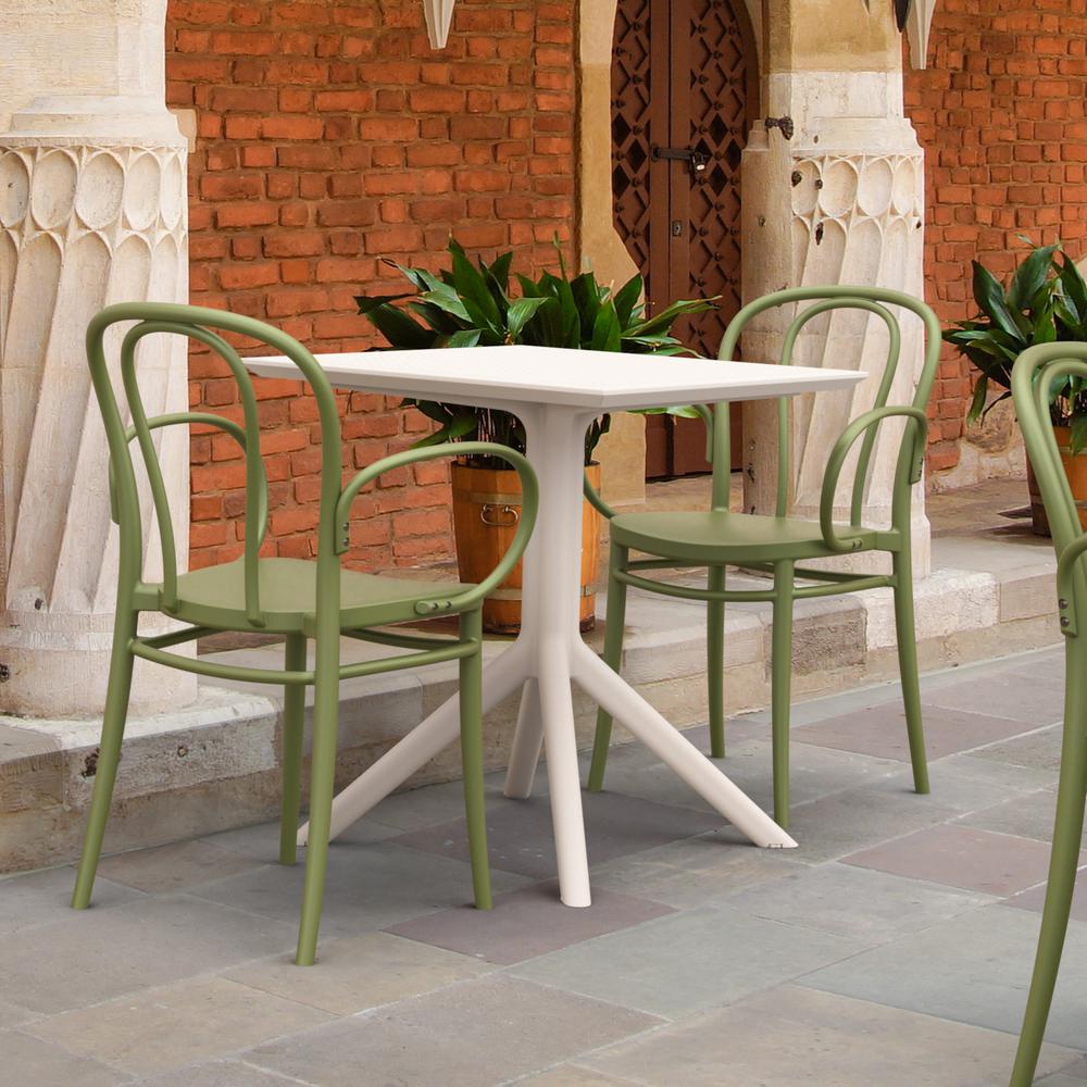 Victor XL Resin Outdoor Arm Chair Olive Green, Set of 2. Picture 6