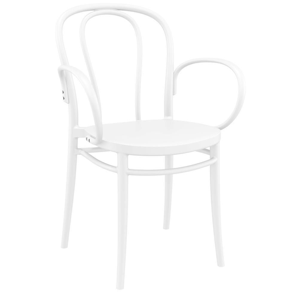 Victor XL Resin Outdoor Arm Chair White, Set of 2. Picture 1