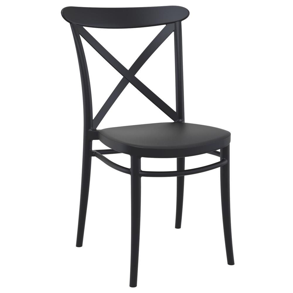 Cross Resin Outdoor Chair Black, Set of 2. Picture 1