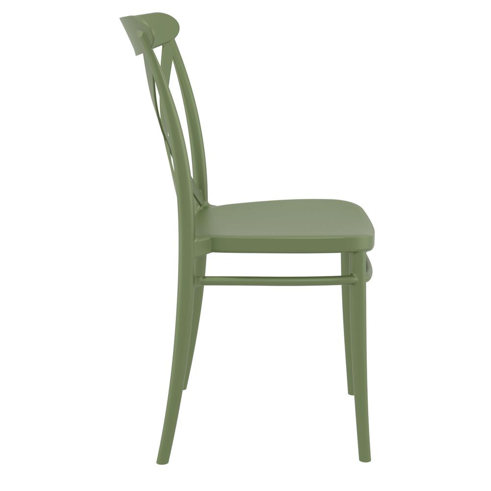 Cross Resin Outdoor Chair Olive Green, Set of 2. Picture 4