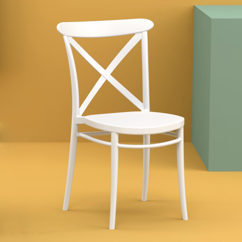 Cross Resin Outdoor Chair White, Set of 2. Picture 6