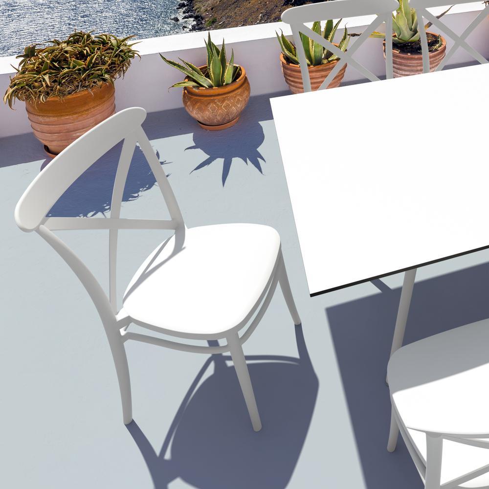 Cross Resin Outdoor Chair White, Set of 2. Picture 7