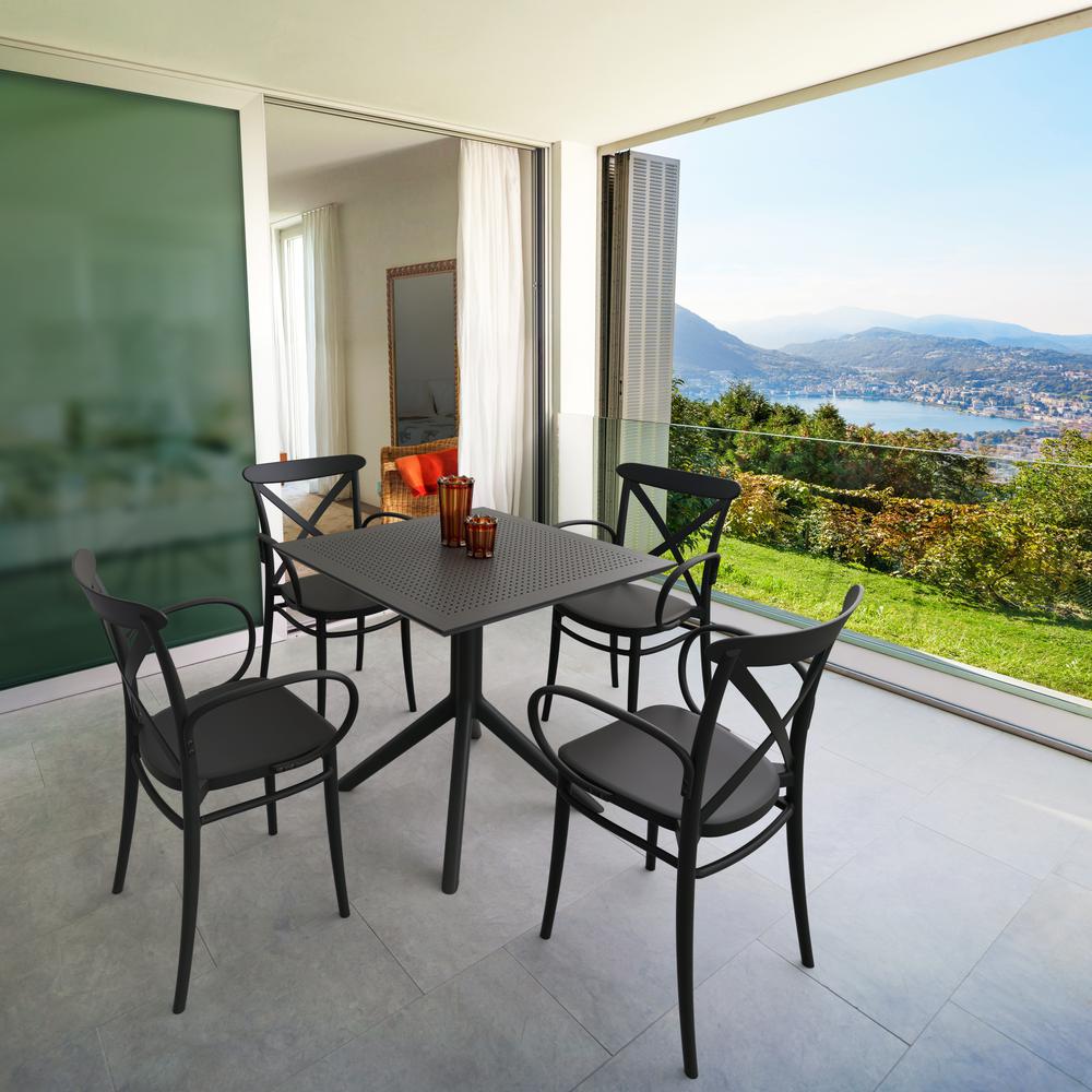 Cross XL Patio Dining Set with 4 Chairs Black. Picture 1